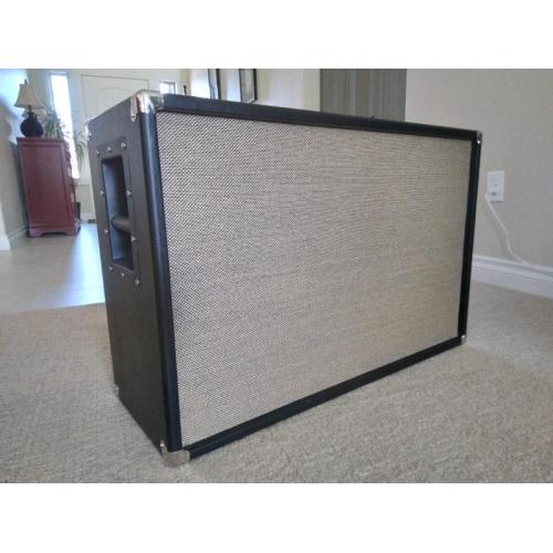 Customer image:<br/>"Custom 2x12 bass cab with british weave black and tan grille cloth"